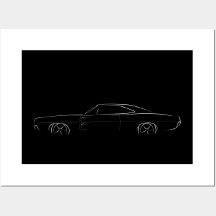 1969 Dodge Charger - profile stencil, white Posters and Art